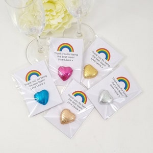 Rainbow Thank You Chocolate Gifts. Personalised Sweet Favours As Thank You Gift. Any Occasion Thankyou Custom Rainbow Heart. Uk