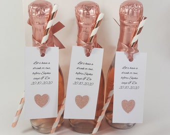 Personalised Hen Party Favour Tags. Mini Wine Bottle Tag And Straw Only For Your Own Bottle. Bridal Shower, Wedding, Hen Party Bag Decor
