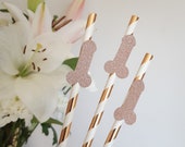 Rose Gold Hen Party Paper Straws With Glitter Shapes Diamond Ring, Penis, Hen, Lips, Butterfly, Bow, L Plate, Stiletto, Heart, Arrow, Tiara