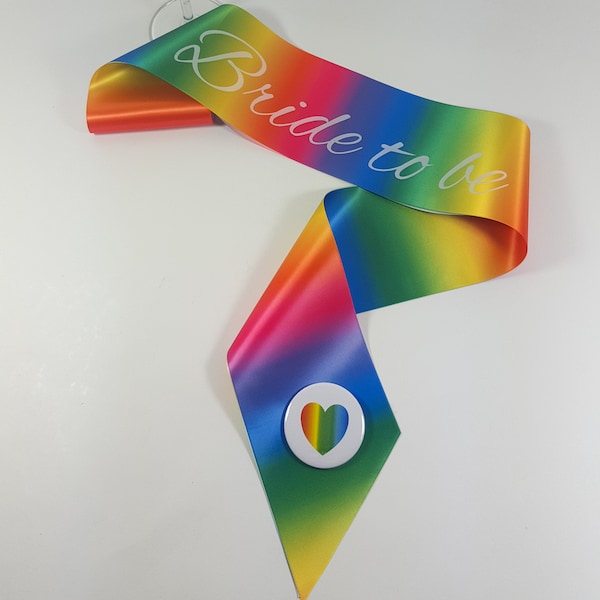 Personalised Rainbow Sash. Hen Party Bride To Be Sash and Rainbow Veil Option. Any Text or Occasion Birthday, Bachelorette Party