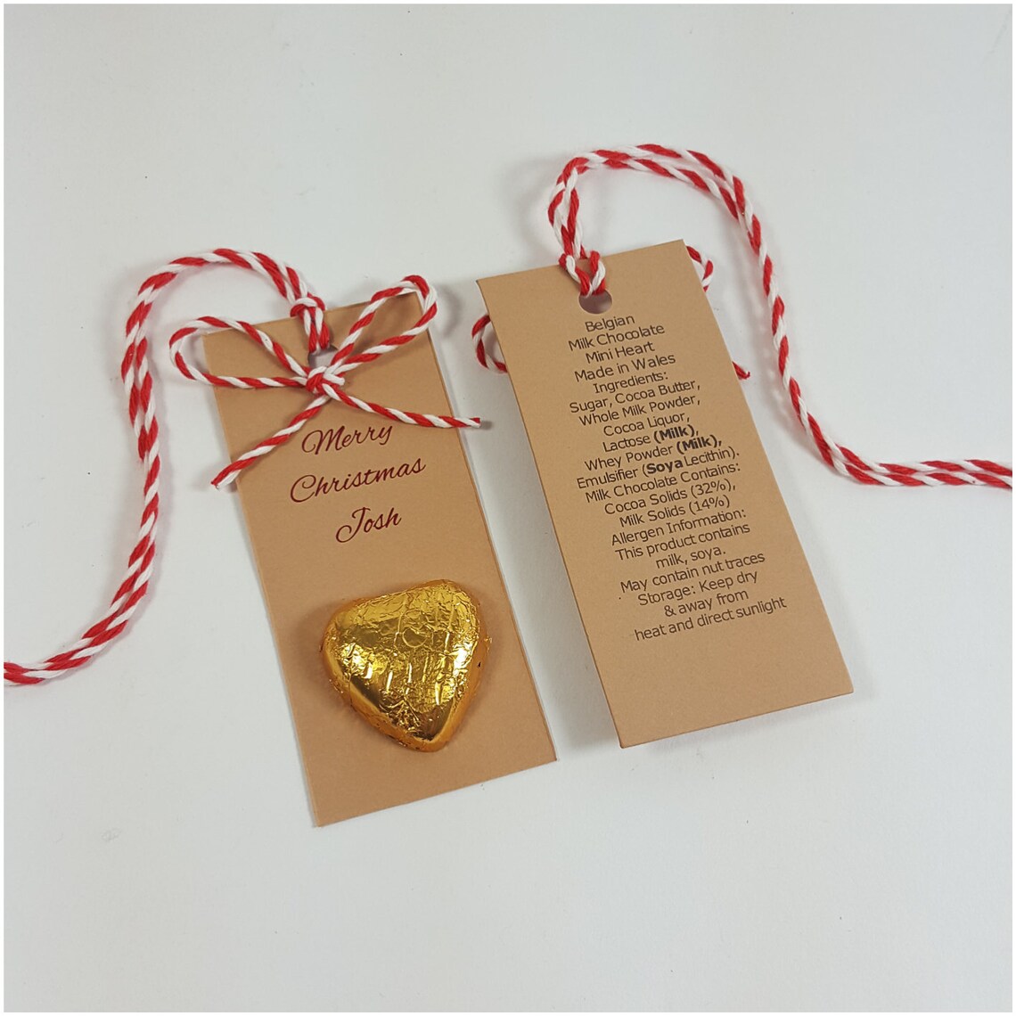 Personalised Christmas Tags. Christmas Place Card Gift Sweets. | Etsy UK