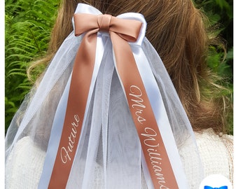 Rose Gold Hen Party Veil. Personalised Hen Do Veil. Future Mrs Veil. Custom Bride To Be Veil