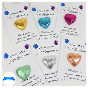 Personalised Birthday Favours, 18th, 21st, 30th, 40th, 50th, 60th, 70th, 80th, 90th 100th Personalised Chocolate Party Bag Fillers