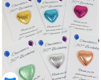 Personalised Birthday Favours, 18th, 21st, 30th, 40th, 50th, 60th, 70th, 80th, 90th 100th Personalised Chocolate Party Bag Fillers