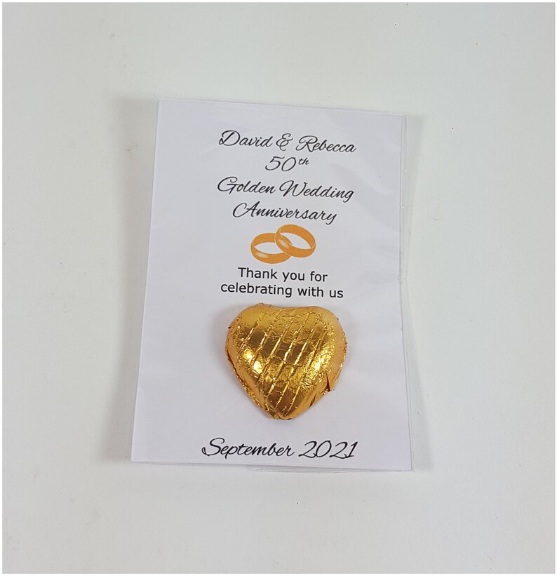 50th Golden Wedding Anniversary Favours With a Chocolate Gold Etsy UK