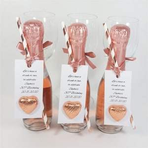 Personalised Birthday Party Favour Tags and Straws Only For Your Own Mini Bottles. Any age or Occasion 18th 21st 30th 40th 50th Birthday