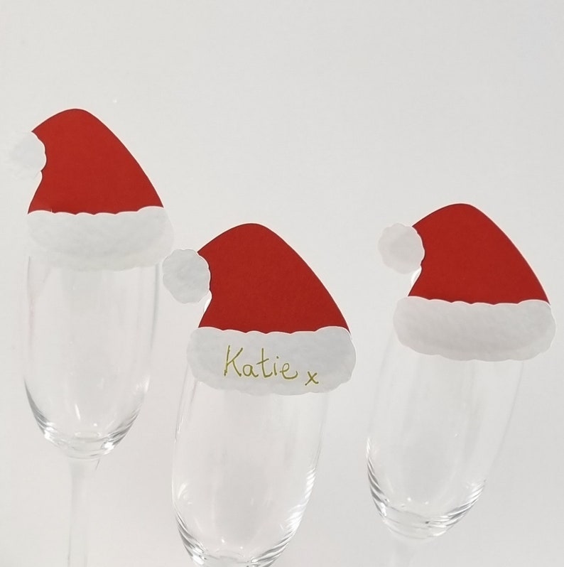 Hand Made Santa Hat Wine Glass Cards. Father Christmas Place Etsy UK