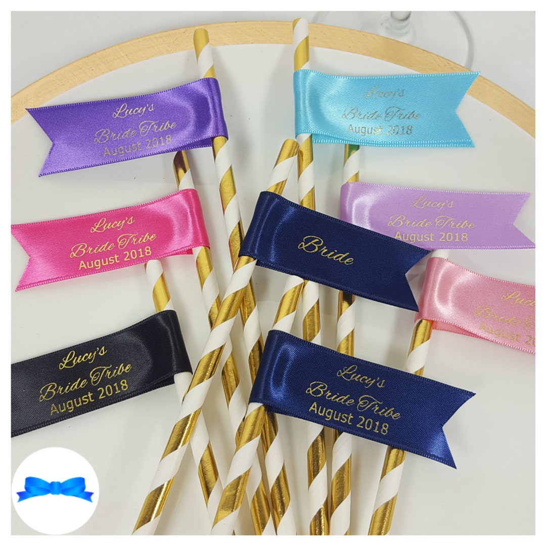 Personalised Straws. Gold Stripe Paper Straws with Gold Custom Etsy