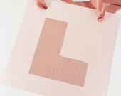 Rose Gold Hen Party L Plate With Rose Gold Glitter. Hen Do and Bridal Shower Costume Accessory With Personalised Option