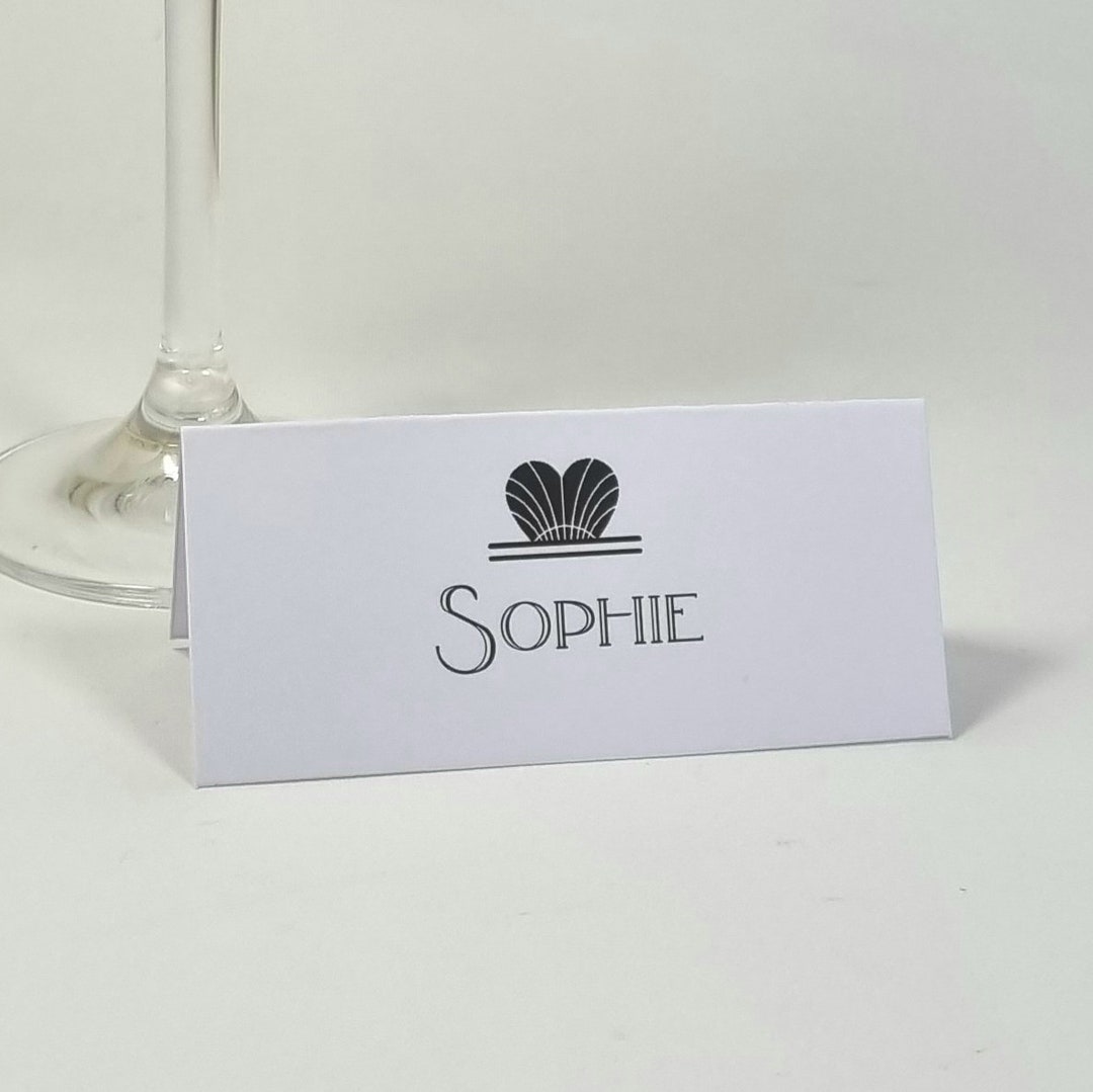 Art Deco Place Cards. Great Gatsby Themed Party Guest Place Name Cards