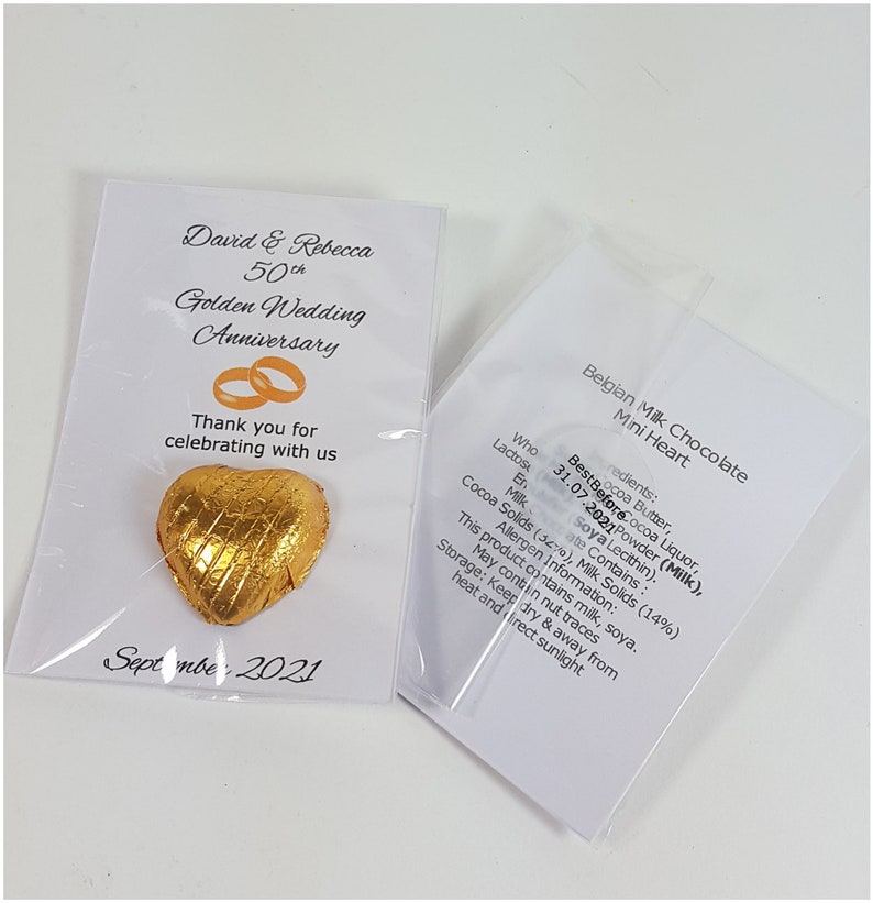 50th Golden Wedding Anniversary Favours With a Chocolate Gold Etsy UK