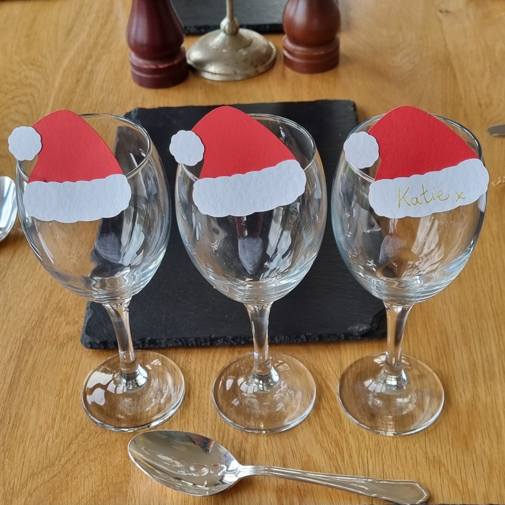 Hand Made Santa Hat Wine Glass Cards. Father Christmas Place Etsy UK