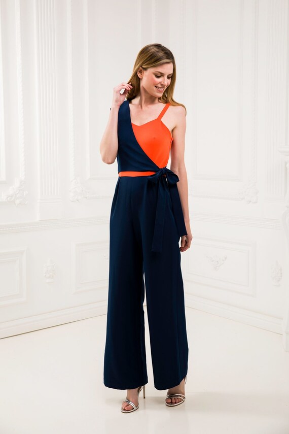 orange and blue jumpsuit