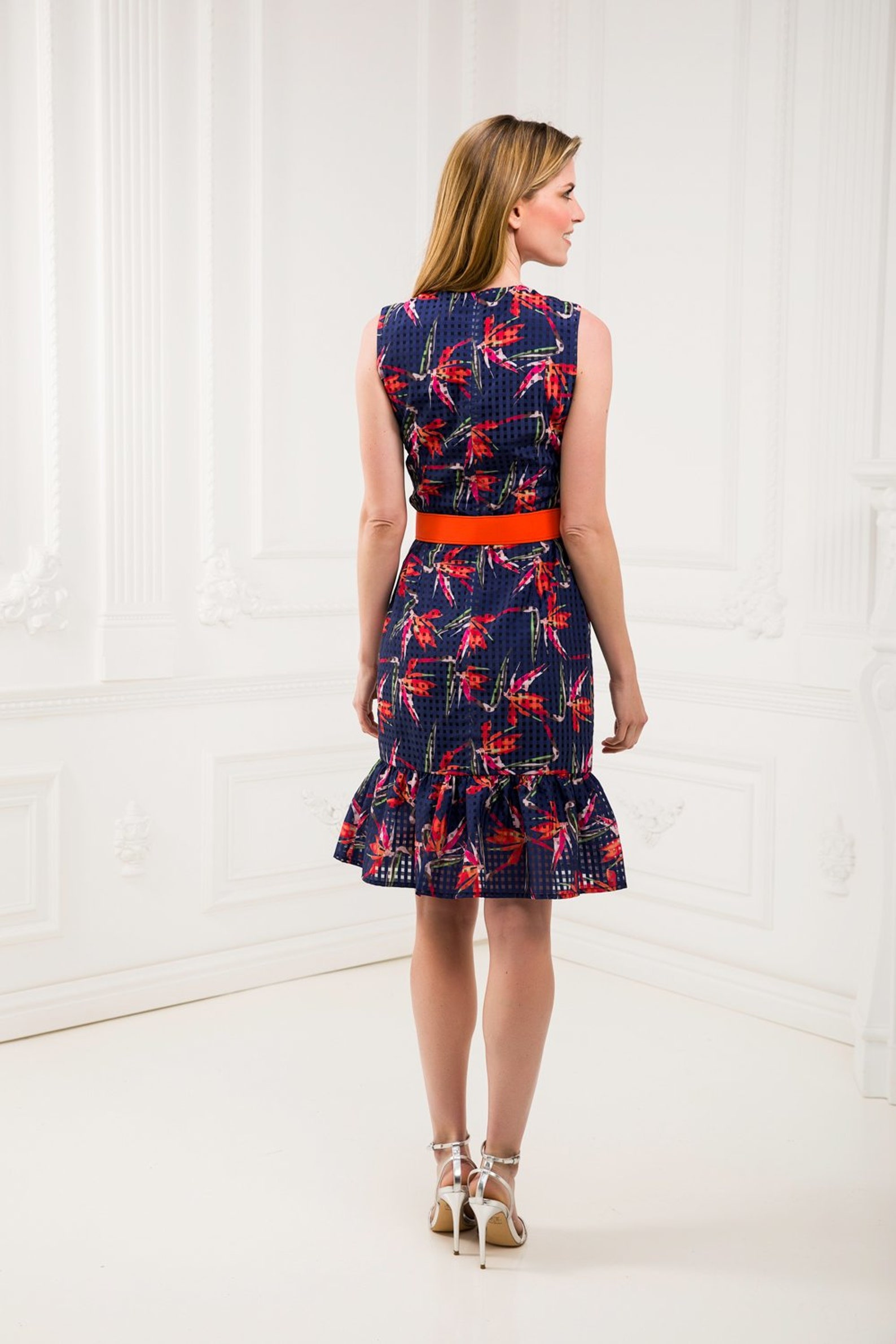 Blue Floral Women Dress Blue and Orange Floral Dress for Etsy