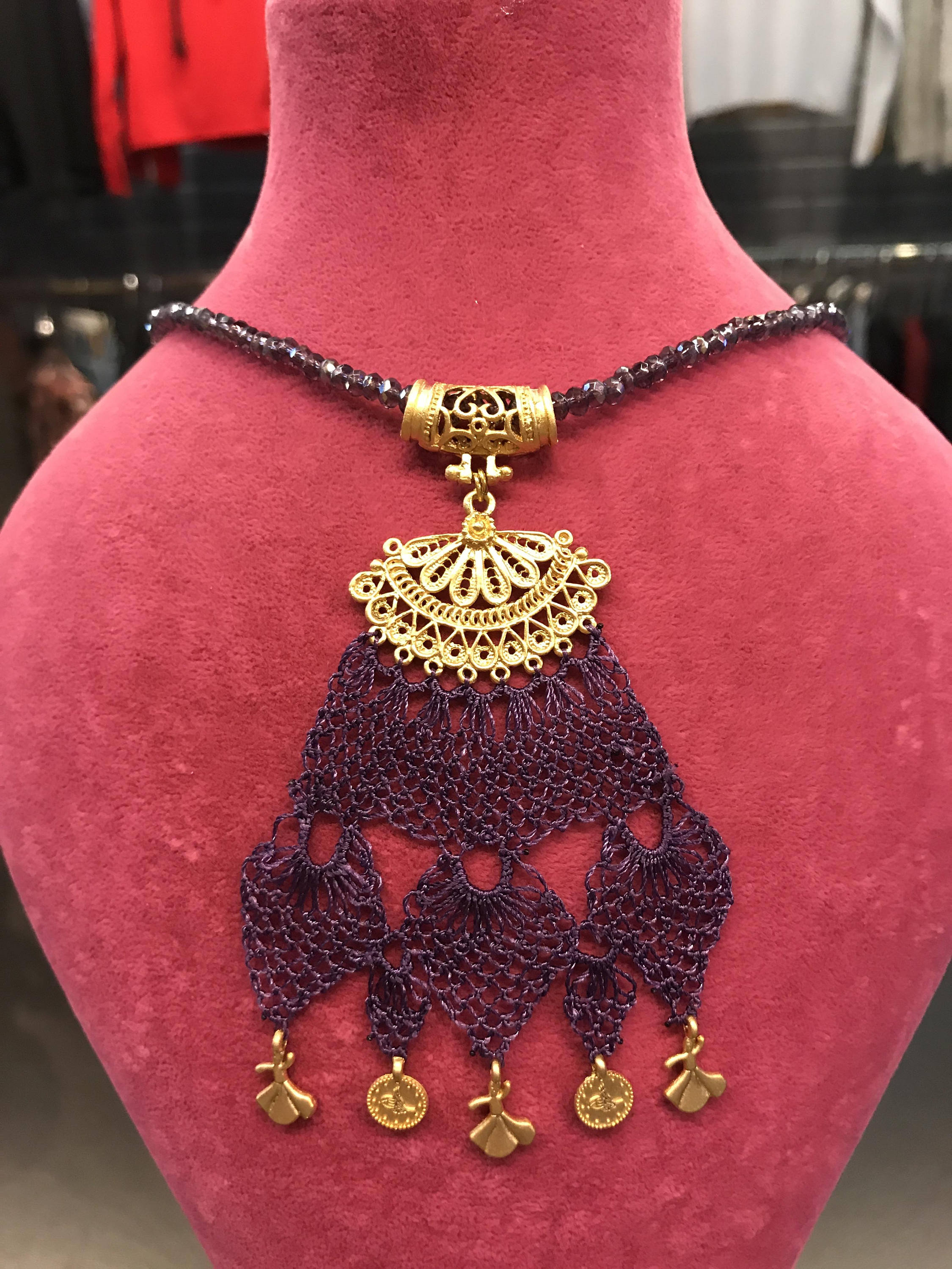 Ethnic Beaded NecklaceHandmade needle lace jewelry.Turkish Etsy