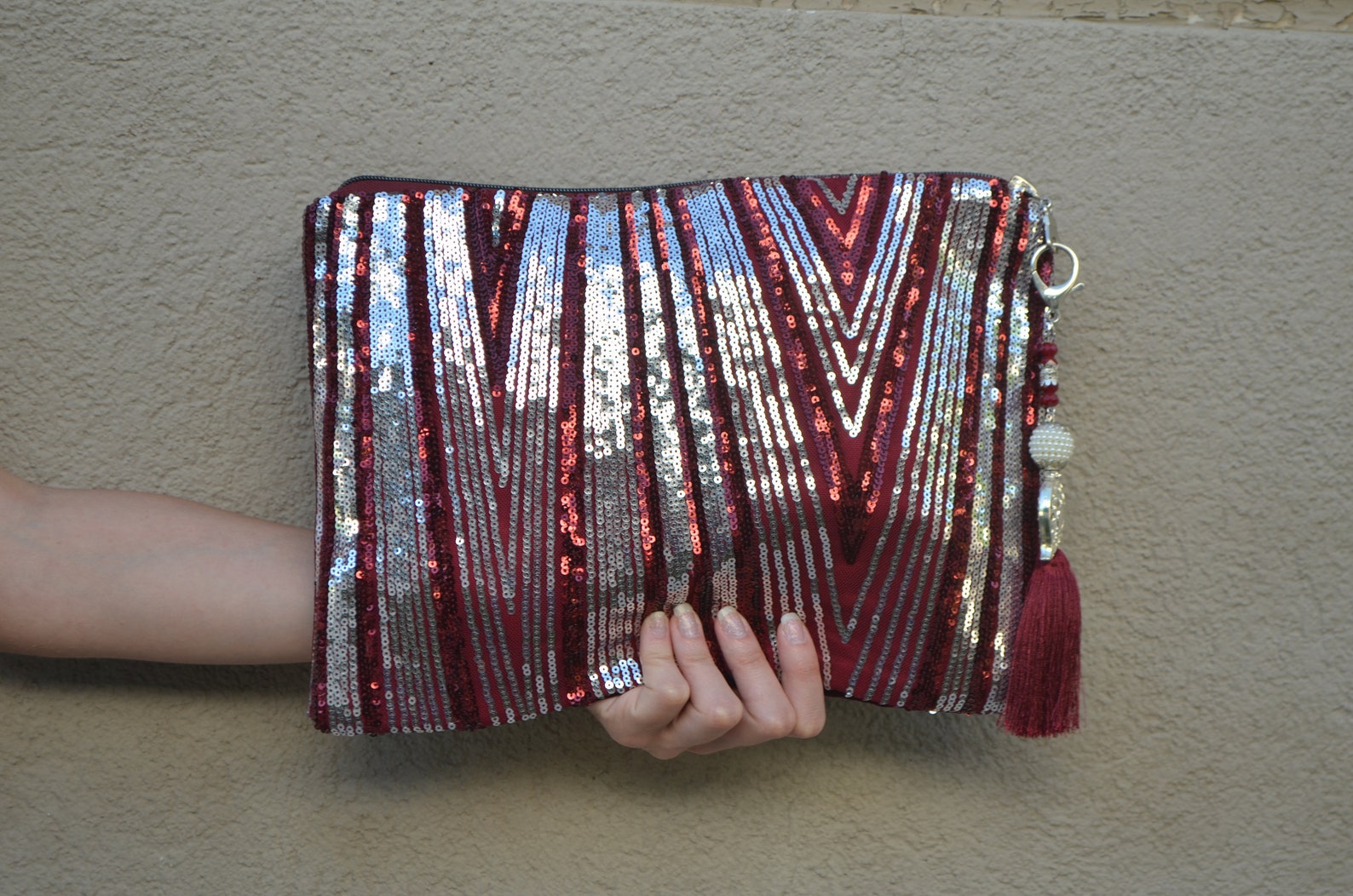 Traditional Style Embellished Sequin Clutch
