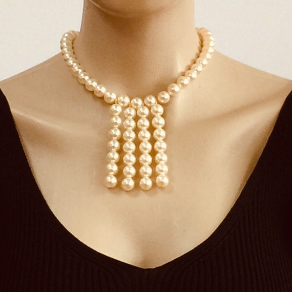 Elegant Pearl Necklace pearl Bib Necklace turkish Necklace pearl