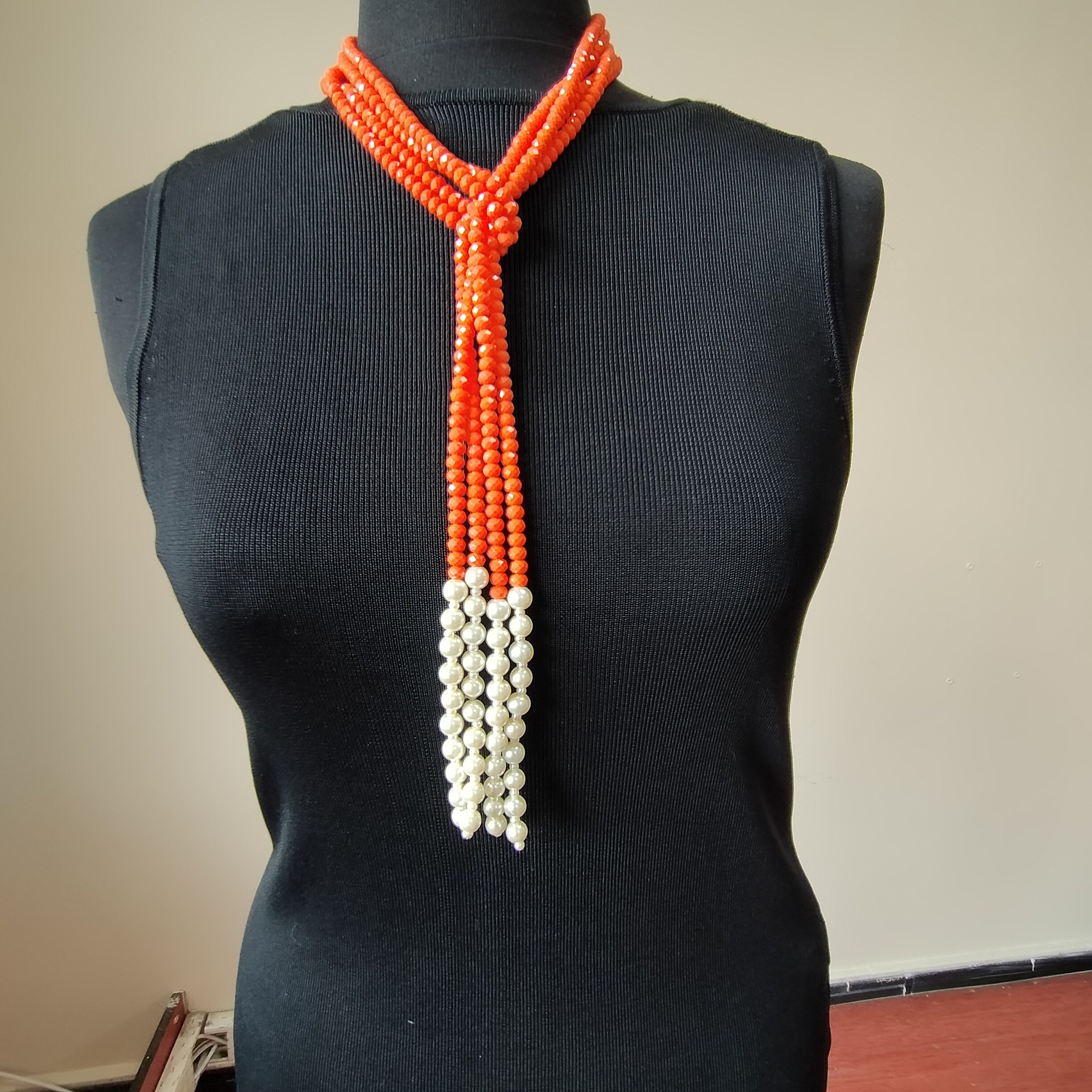 Salmon color beaded necklaceTurkish Women NecklaceHandmade Etsy