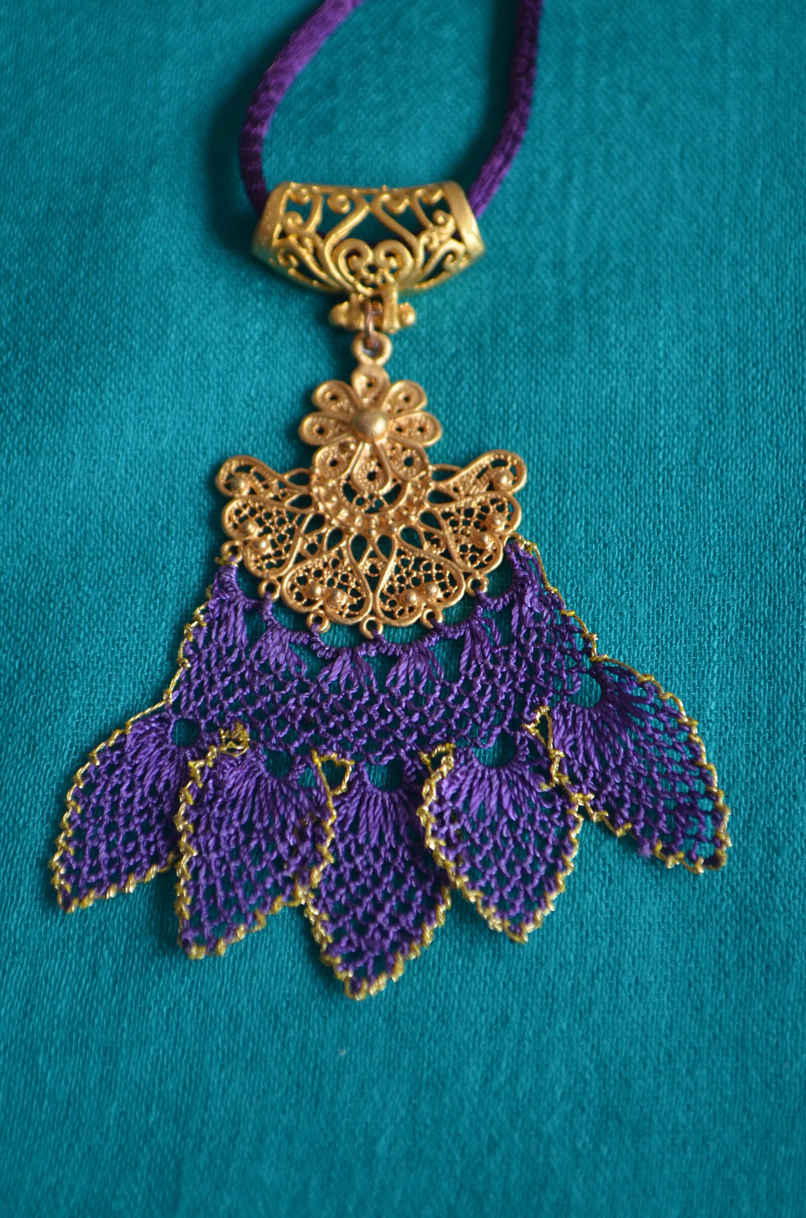 Purple Gold Necklaceturkish Women Necklaceethnic Etsy