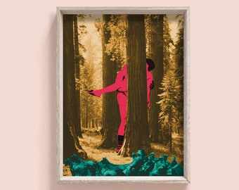 Forest. Original collage art poster print, signed by Marta Ignerska.