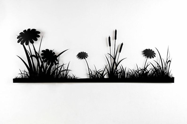 Happy Garden Black Metal Wall Art 3D Art Garden Wall Art Etsy