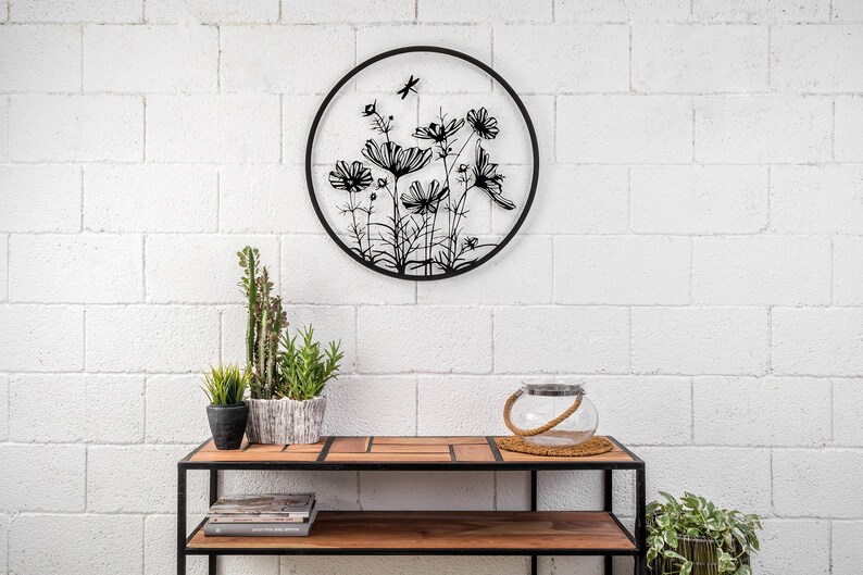 Flowers Metal Design Black Metal Wall Art 3D Art Garden Etsy