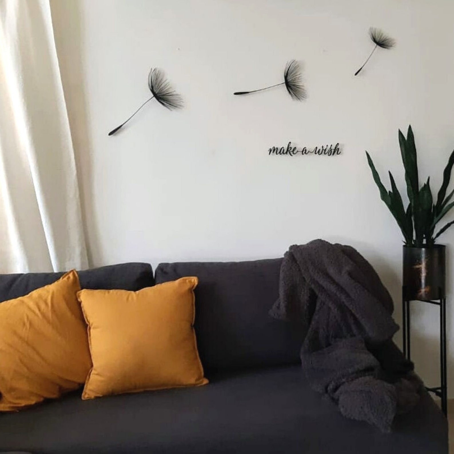 Metal Dandelion Make a wish metal wall art Minimalism Etsy
