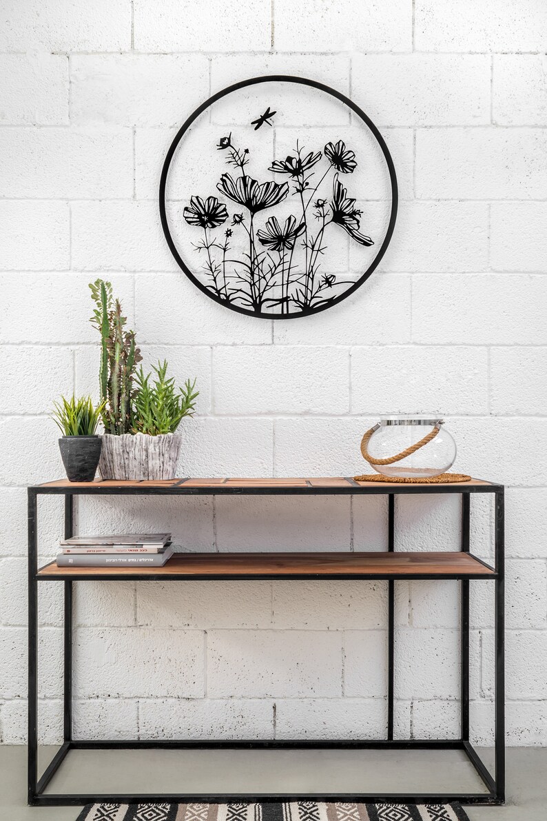 Flowers Metal Design Black Metal Wall Art 3D Art Garden Etsy