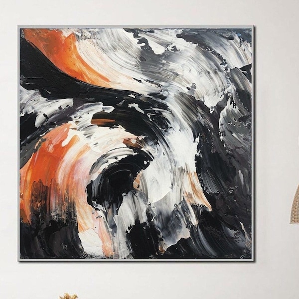 Dipinti astratti in bianco e nero su tela Arte espressionista Pittura strutturata Arte monocromatica Pittura a olio contemporanea per la decorazione domestica