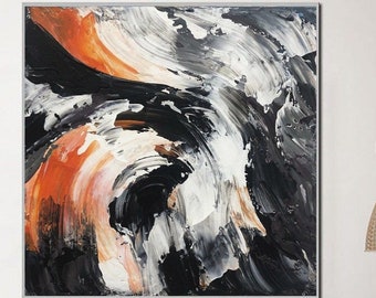 Dipinti astratti in bianco e nero su tela Arte espressionista Pittura strutturata Arte monocromatica Pittura a olio contemporanea per la decorazione domestica