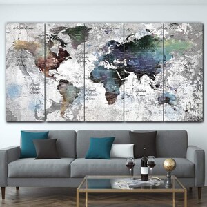 世界地図キャンバス ヴィンテージ 素朴な旅行アート アーストーン 地理 マルチパネル マッププリント エクスプローラー 壁装飾 自宅やオフィス用