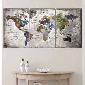 大型ヴィンテージ世界地図キャンバスウォールアートアンティーク地図世界地図マルチパネルプリントアーストーン旅行装飾自宅やオフィス用