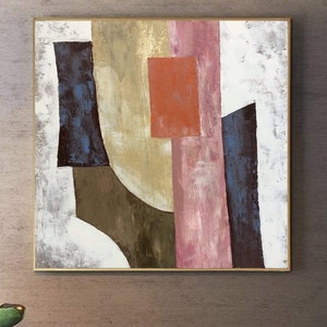 Abstract Colorful Geometric Paintings On Canvas In Neutral Colors Modern Minimalist Art Original Textured Painting for Home or Office Decor image 1