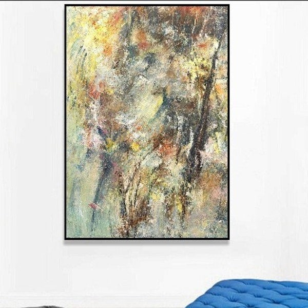 Abstract kleurrijk kunst moderne schilderijen acryl creatief schilderij Home decor minimalistische kunst aangepaste schilderij groene kunst | GROENE TURMOIL 40"x30"