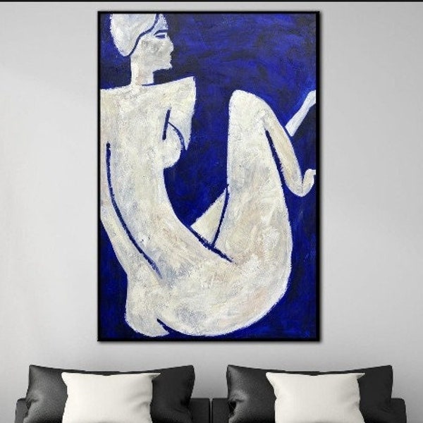 Femmes abstraites, tableau, élégance et mystère, tableau Art minimaliste, tableau moderne, tableau acrylique, art contemporain DESOLATION, 35,5 x 23,7 po.