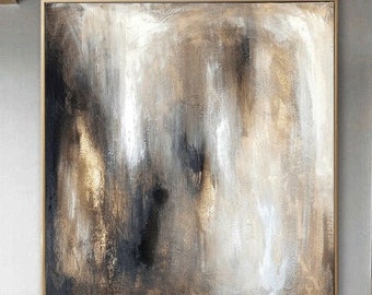 Abstract Brown And White Oil Paintings On Canvas Acrylic Painting Original Fine Art Modern Art Canvas Unique Painting DREAMINESS 27.5"x27.5"