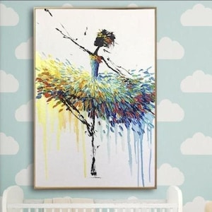 Dansing Balerina Painting On Canvas Impasto Style Ballet Art Minimalist Art Modern Art Painting Creative Painting BALLERINA GENET 28x20 image 1