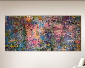 Large Acrylic Abstract Painting Colorful Wall Art Frame Texture Wall Art Fine Art Painting Home Decor Minimalist Art |COLOR UPRISING 36"x72"