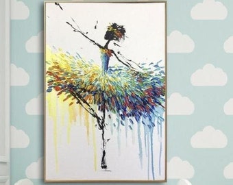 Dansing Balerina Painting On Canvas Impasto Style Ballet Art Minimalist Art Modern Art Painting Creative Painting | BALLERINA GENET 28"x20"