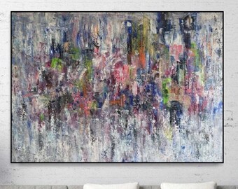 Abstract Painting Original Canvas Modern Paintings Acrylic Colorful Wakk Art Creative Painting Texture Painting MISTED GLASS 36"x54"