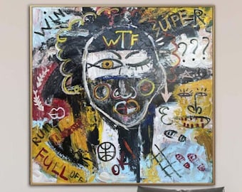 Abstract Woman Face Painings Street Art Painting Collorful Art Modern Paintings Custom Painting Unique Wall Art URBAN LIFE 39.4"x39.4"