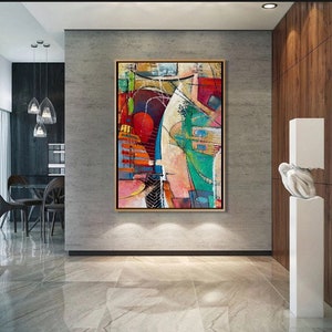 Colorful Abstracr City Painting On Canvas Cityscape Hand Painted Art Unique Painting Contemporary Art ABSTRACT DIMENSION 60x46 image 3