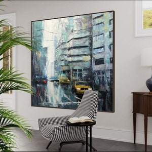 Abstract Tokio Cityscape Paintings Canvas Paintings Original Frame Painting Creative Painting Unique Wall Art STREETS OF TOKYO 32x32 image 4