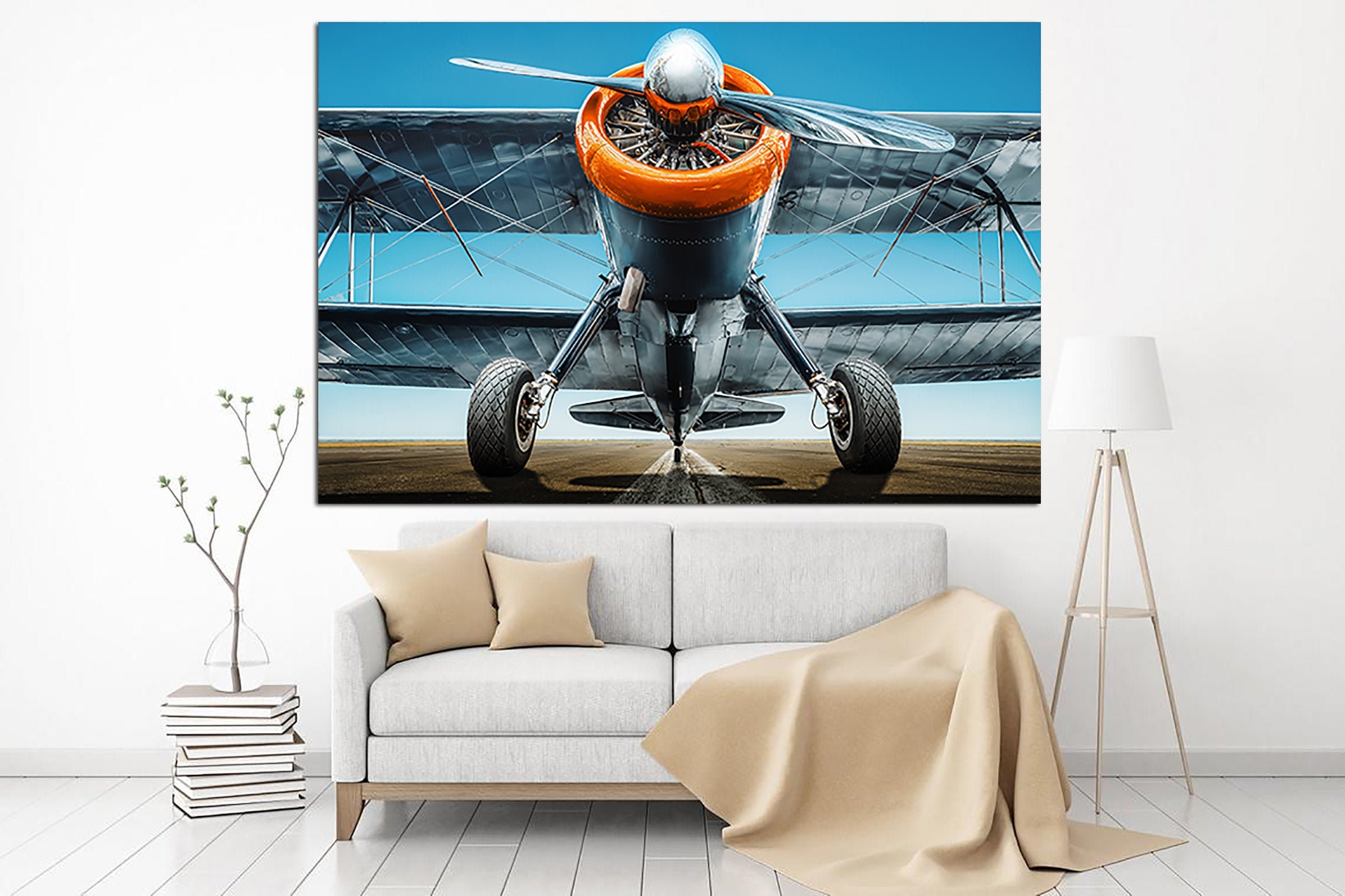 Airplane Canvas Wall Art Vintage Aviation Propeller Art Etsy