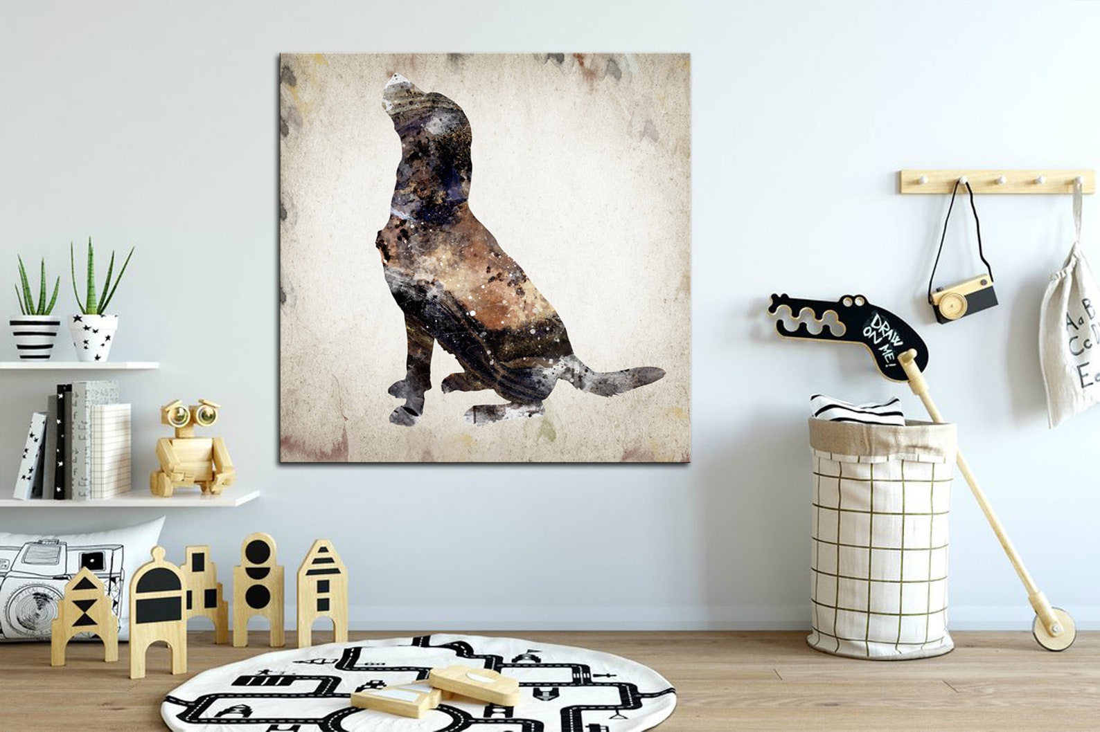 Dog Canvas Wall Art Abstract Dog Print on Canvas Home Pet Wall Etsy