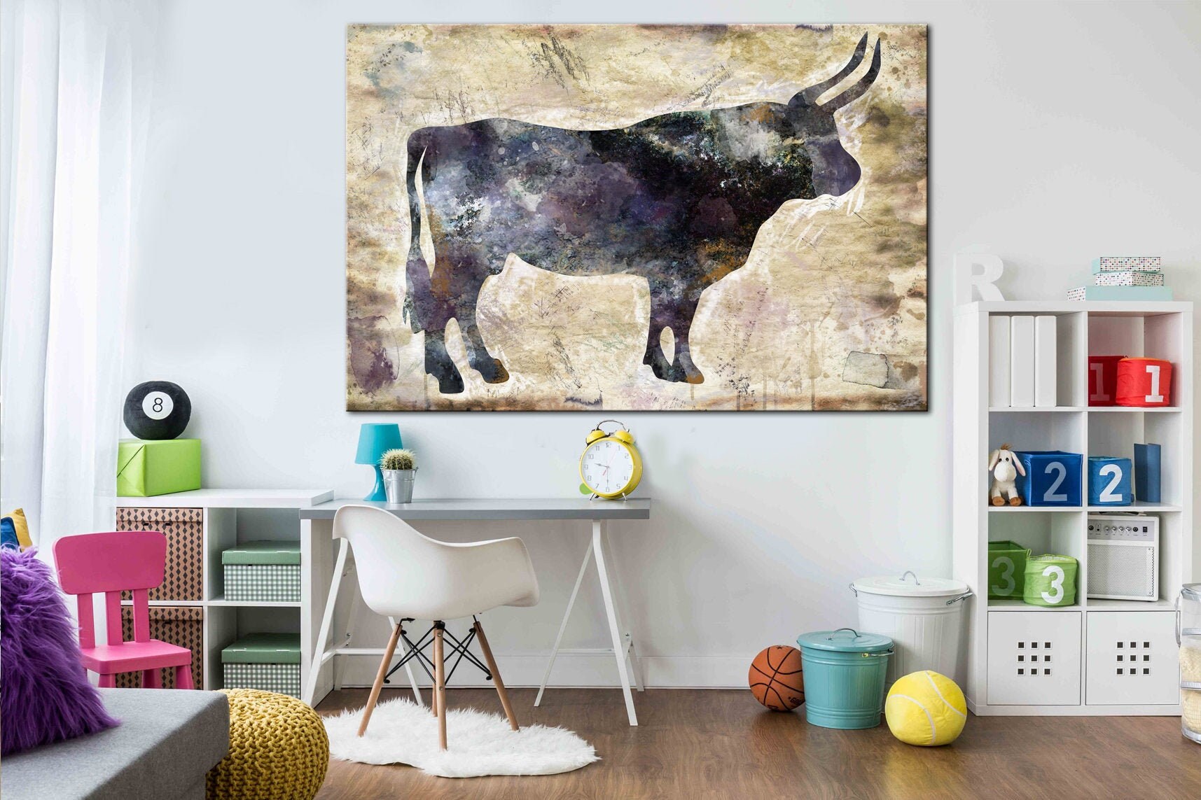 Bull Canvas Bull Wall Art Longhorn Canvas Art Cow Poster Bull Etsy
