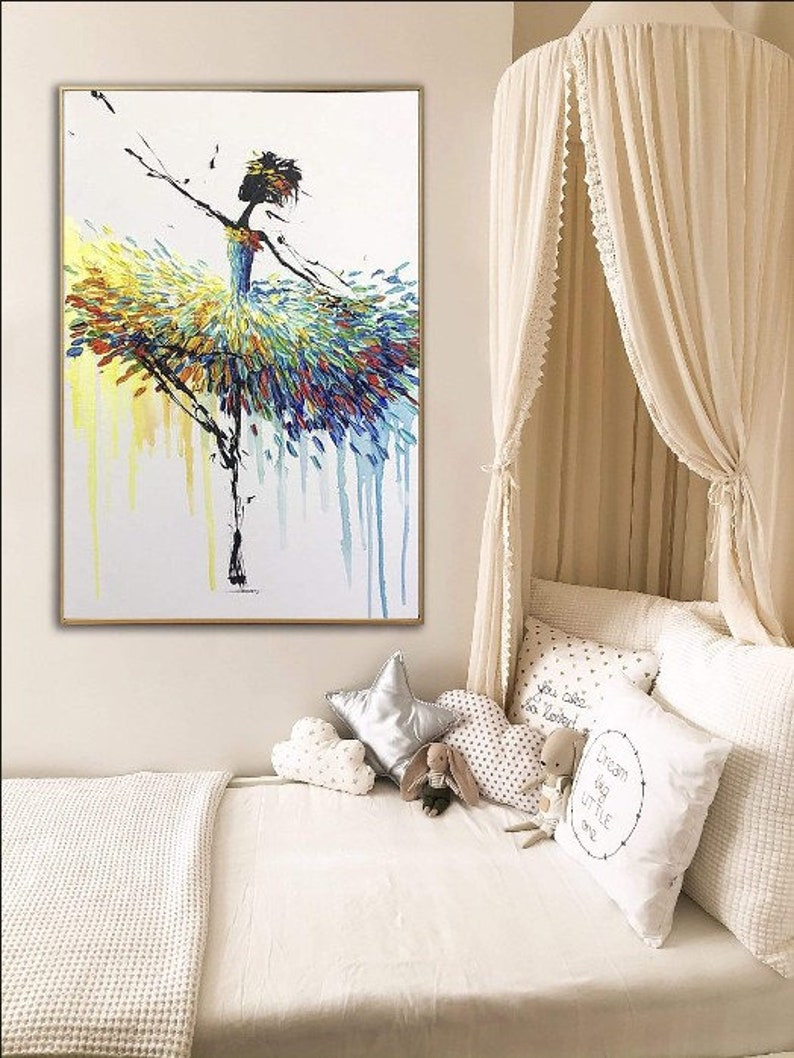 Dansing Balerina Gemälde Auf Leinwand Impasto Stil Ballett Kunst Minimalistische Kunst Moderne Kunst Malerei Kreative Malerei BALLERINA GENET 71cmx50cm Bild 3