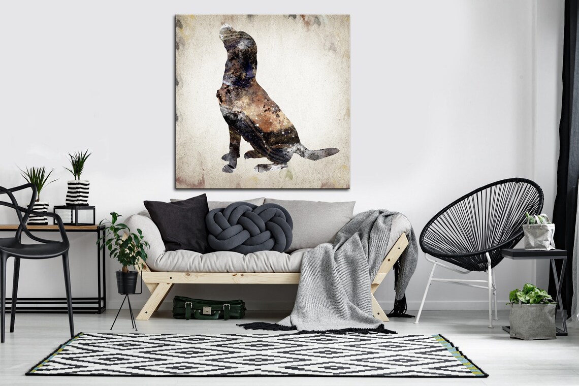 Dog Canvas Wall Art Abstract Dog Print on Canvas Home Pet Wall Etsy