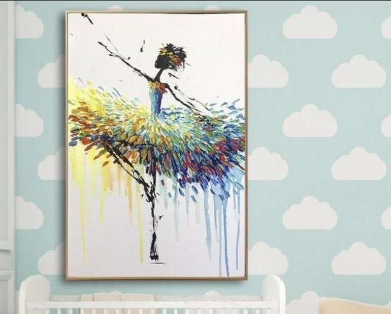 Dansing Balerina Gemälde Auf Leinwand Impasto Stil Ballett Kunst Minimalistische Kunst Moderne Kunst Malerei Kreative Malerei BALLERINA GENET 71cmx50cm Bild 1