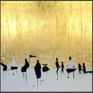 Abstract Figurative Gold And White Painting Frame Painting Modern Painting Original Golden Horizon Creative Painting SKY OF GOLD 40x40 image 4